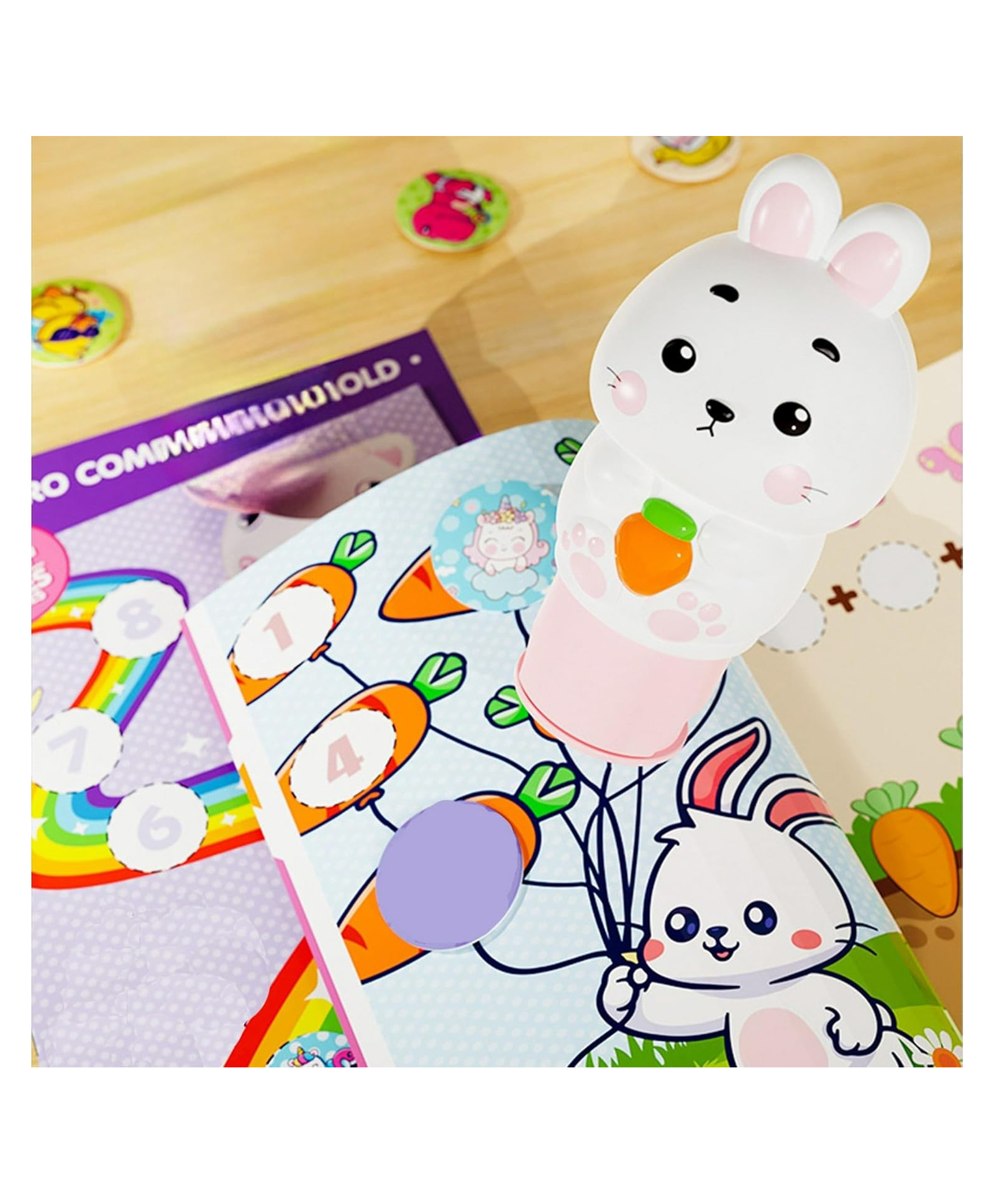 Happy Hues Magic Sticker and Stamper Activity Kit for Kids Easy-to-Use Stampers, Vibrant Stickers, and Creative Fun Perfect Travel Arts and Crafts Set- Bunny-picture-22