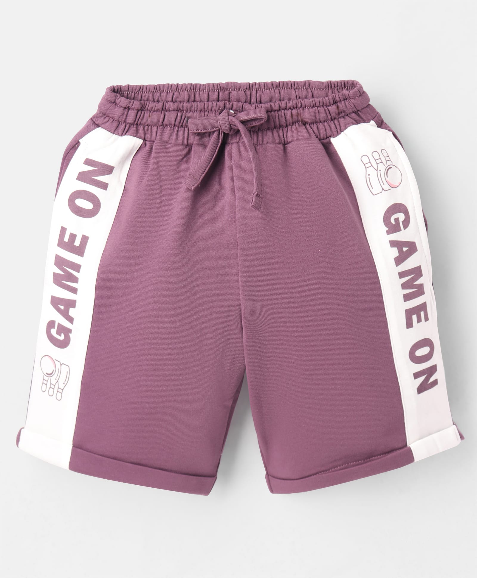 CUCU FUN Sinker Knit Above Knee Length Cut & Sew Shorts with Text Print - Rose Gold-image-11