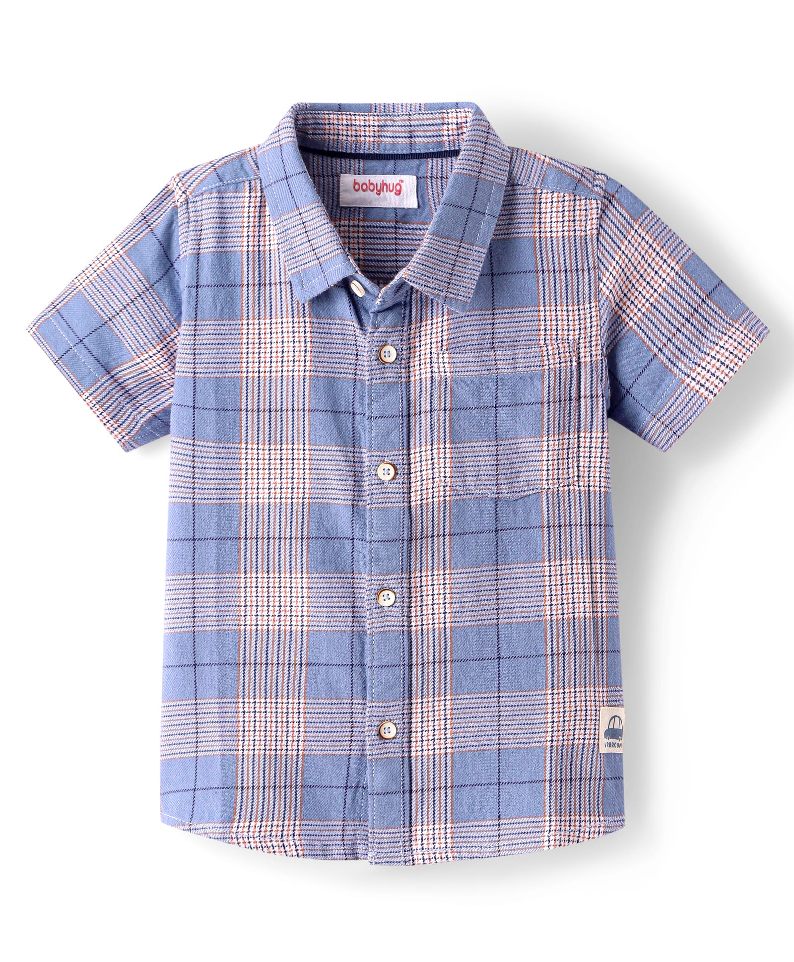 Babyhug 100% Cotton Woven Half Sleeves Checks Shirt- Blue-image-21