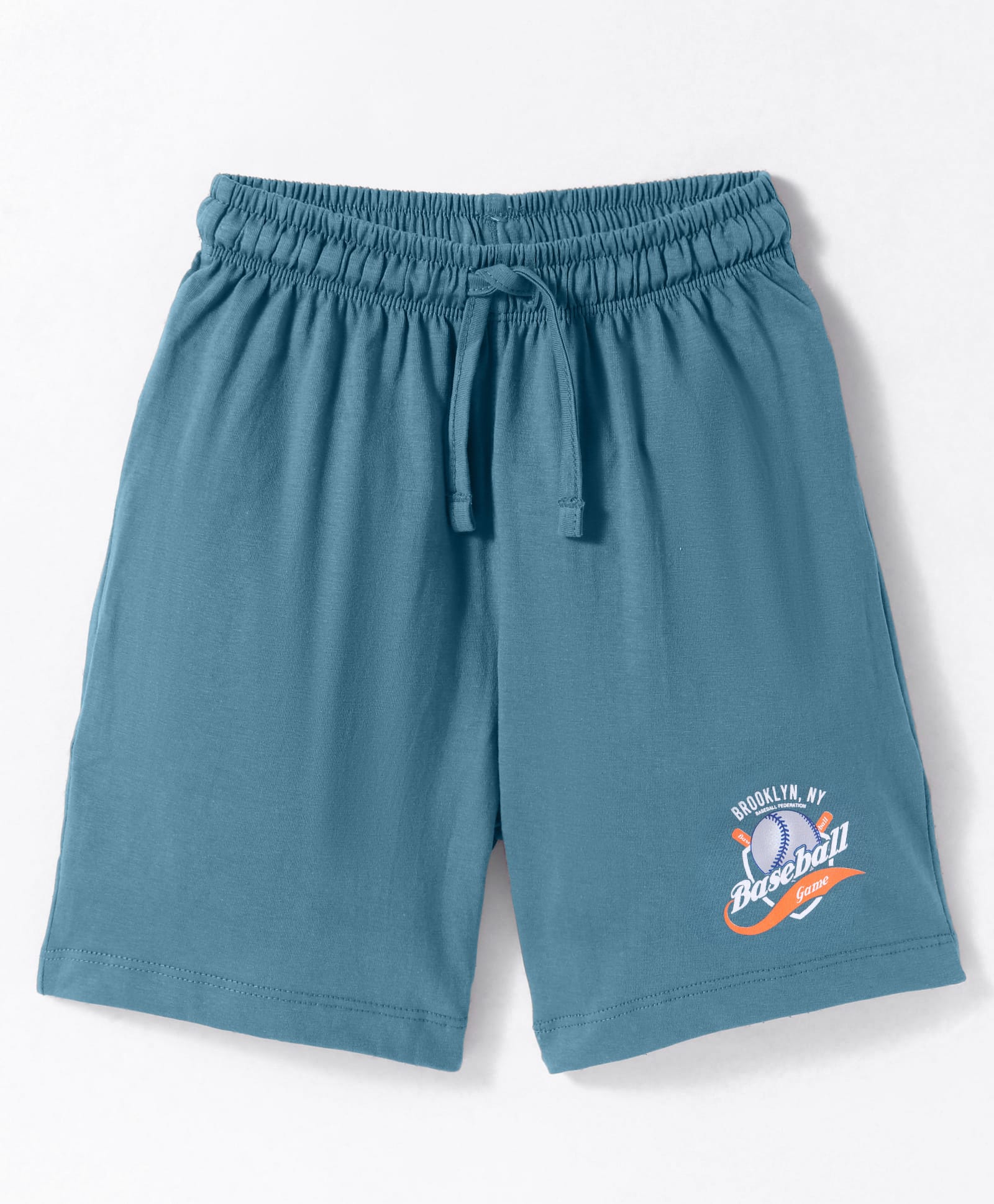 Cucu Fun Sinker Knit Above Knee Length Shorts with Baseball Print - Teal Blue-picture-14