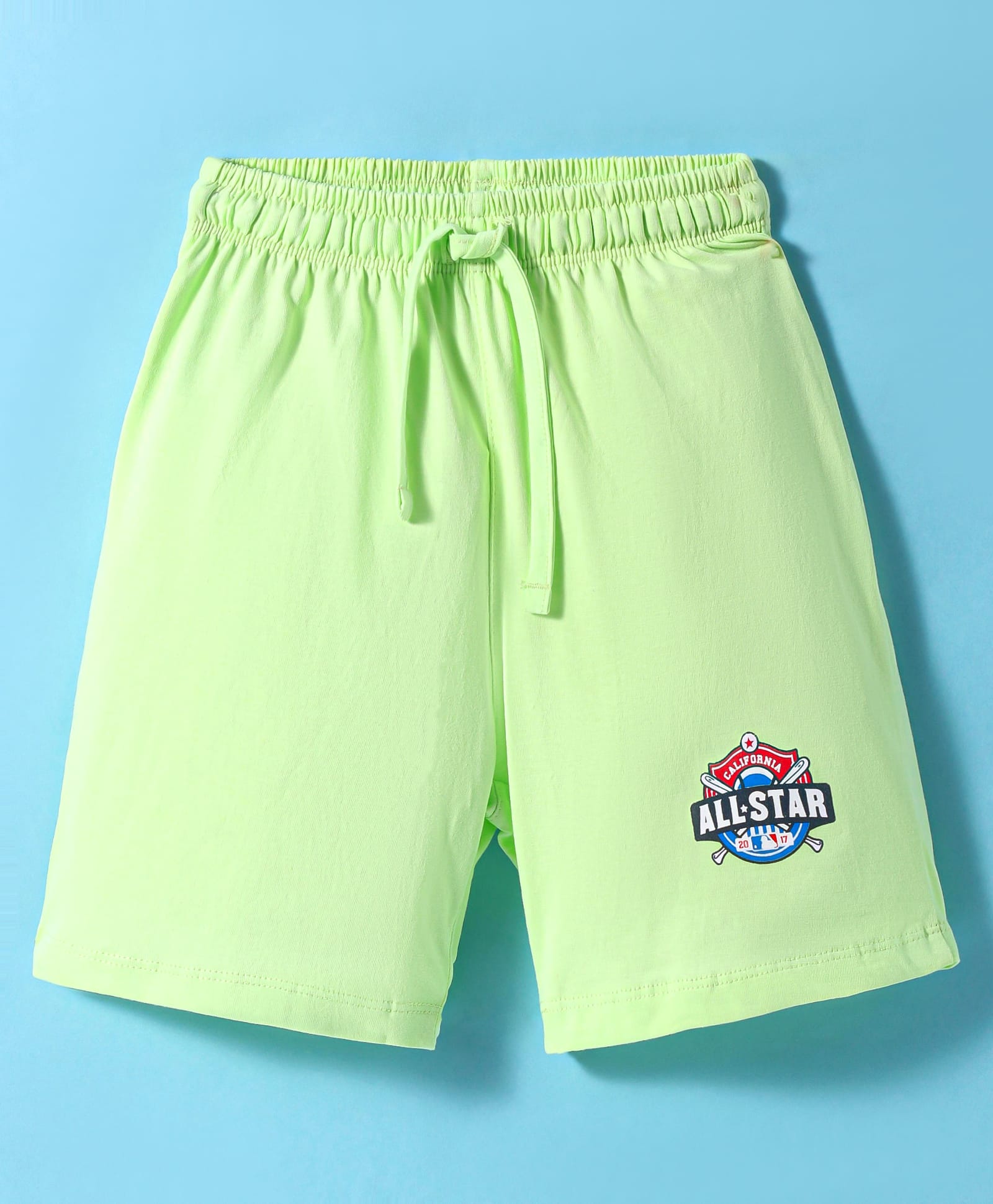 Cucu Fun Sinker Knit Above Knee Length Shorts with Sport Theme Print - Light Green-picture-12