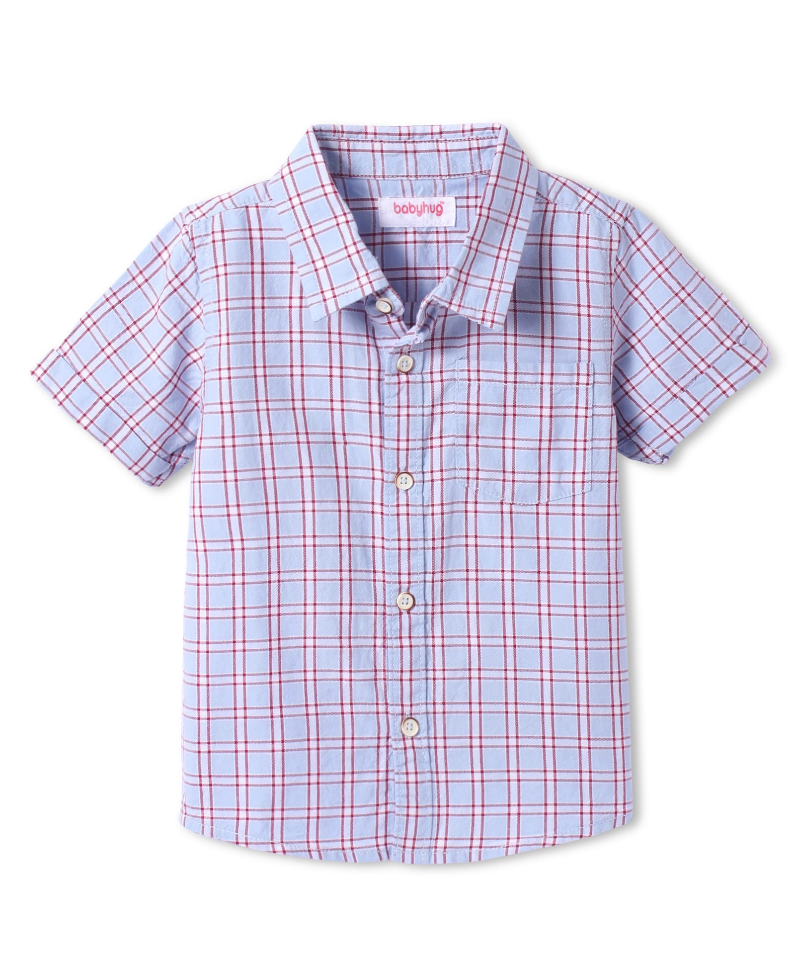 Babyhug Cotton Woven Half Sleeves Checks Shirt -Lavender-image-5