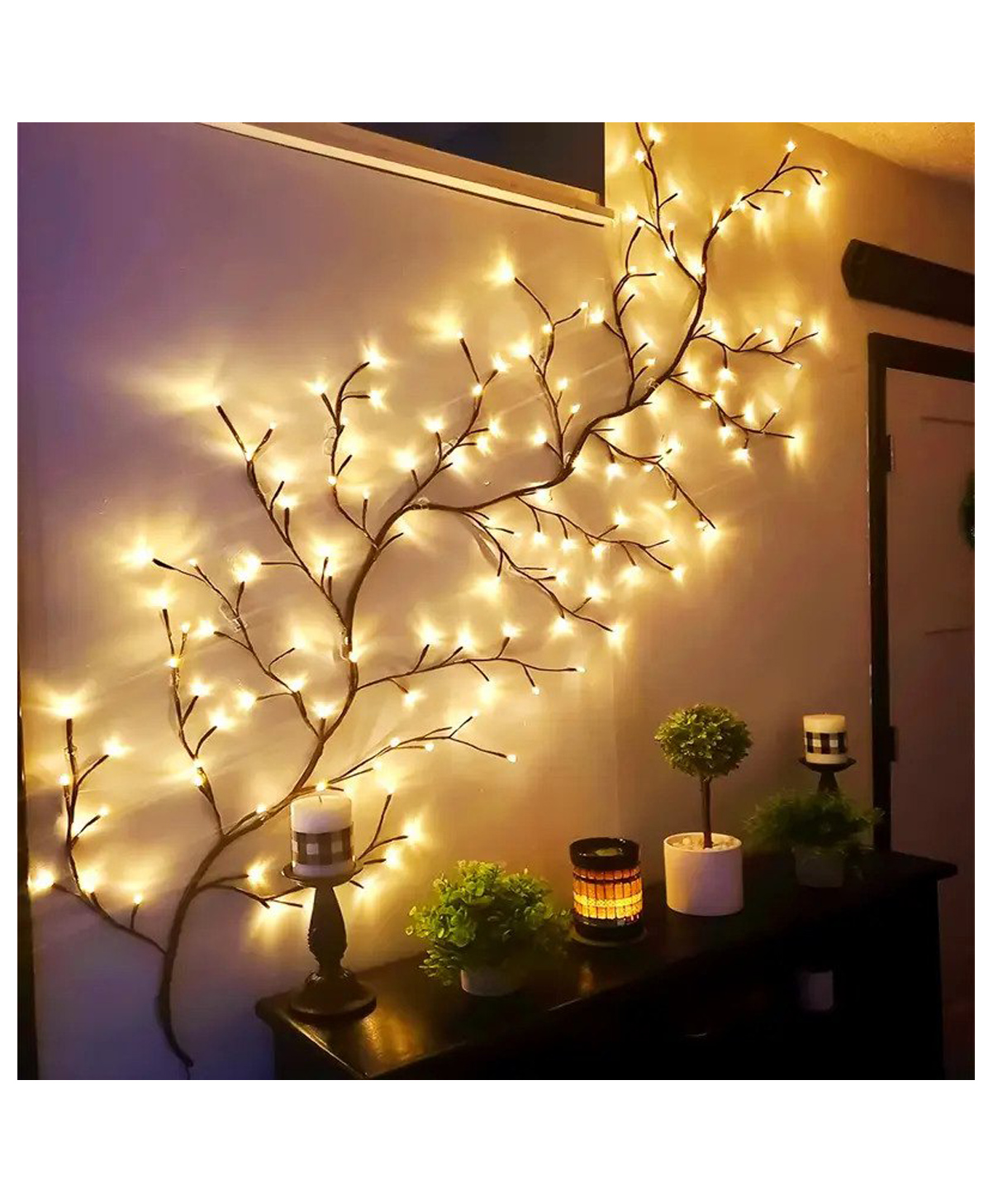 MUREN Willow Vine Lights, Christmas Decorations Indoor Home Decor Artificial Plants Tree Branch Lights LEDs for Walls Bedroom Living Room Décor-pack of 1-Brown-image-2