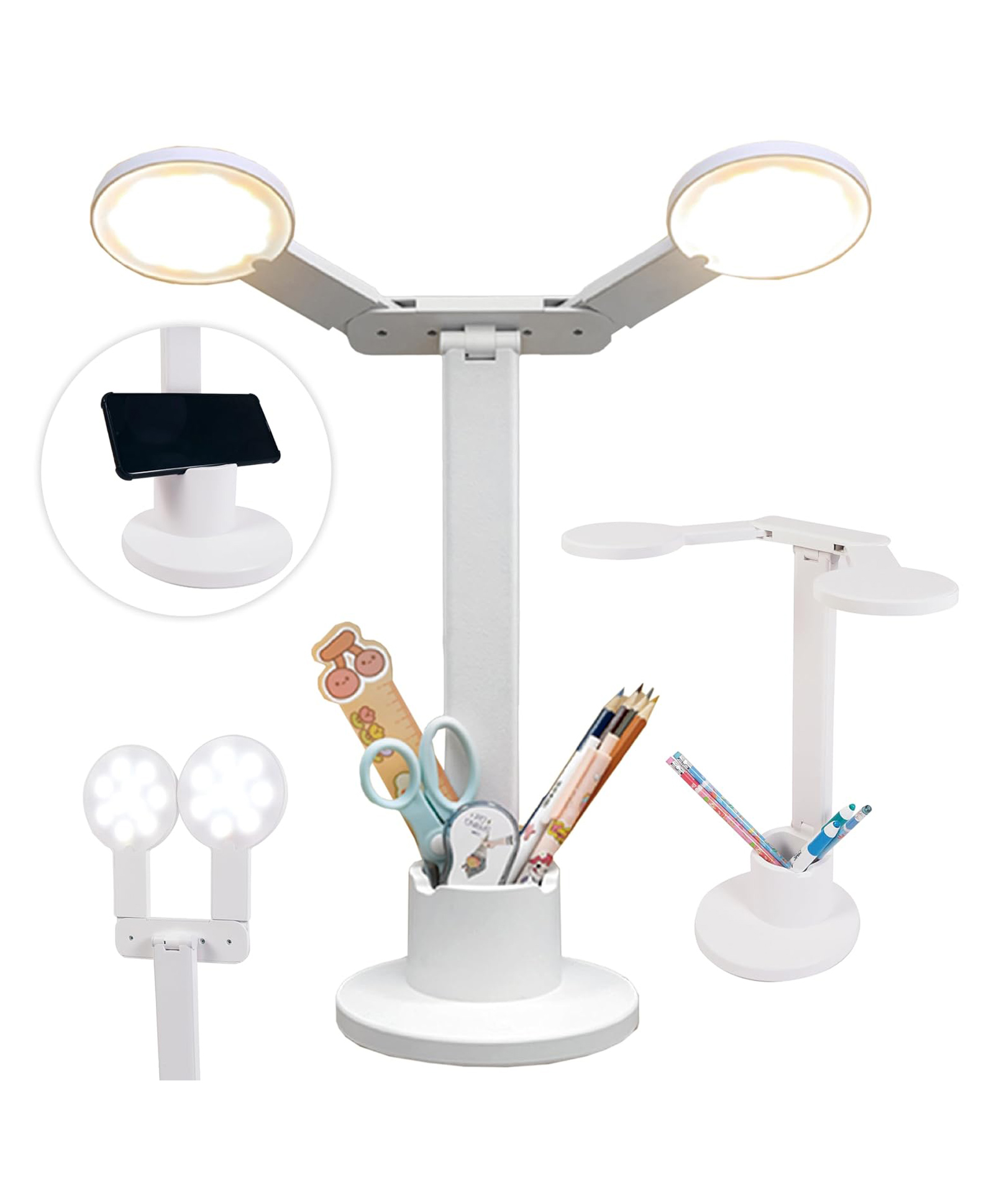 Sanjary Double Head LED Desk Lamp Table Lamp Rechargeable Eye Caring Touch Control with USB Charging Port color design may vary-image-14