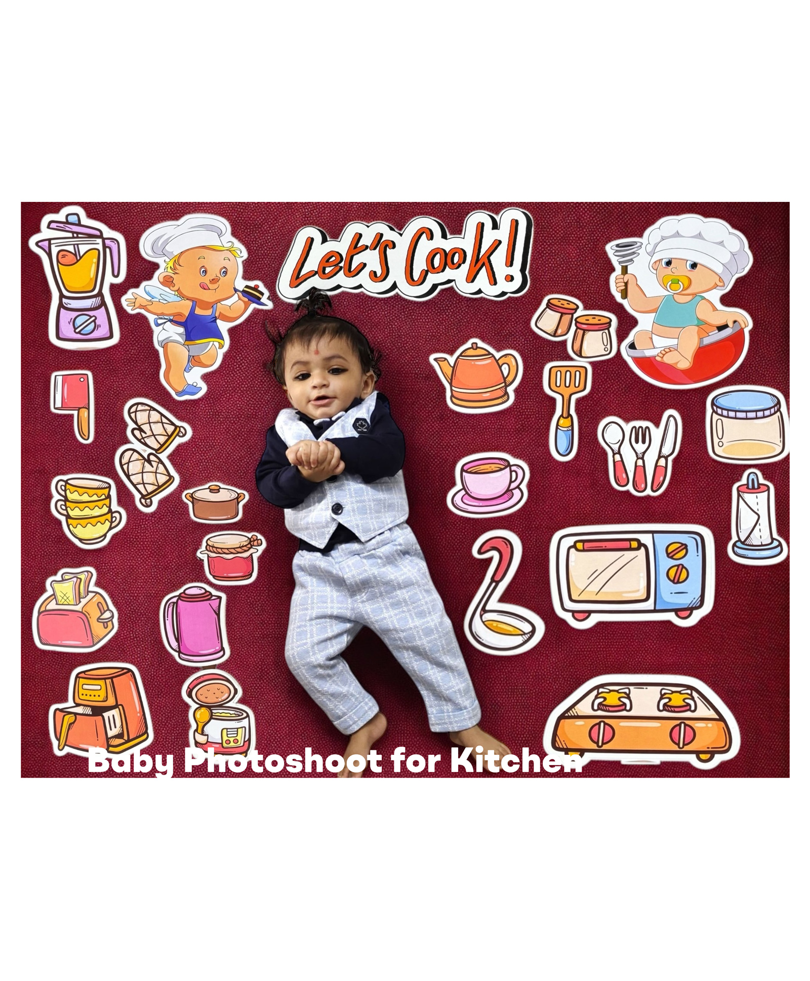 TodFod 23+ Pcs Kitchen Baby Theme Photo Booth Cards/Props for Girls, Kids, New Born, Kitchen Theme Props for Photoshoot Celebrations Decorations Makeup Props Cardstock-image-8