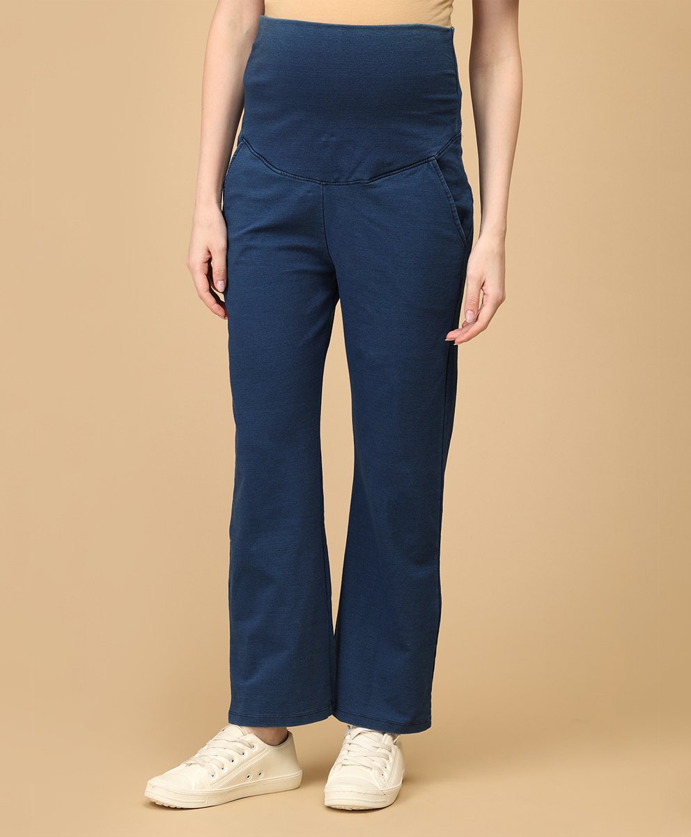 The Mom Store Solid Maternity Denims With Belly Support - Blue-picture-36