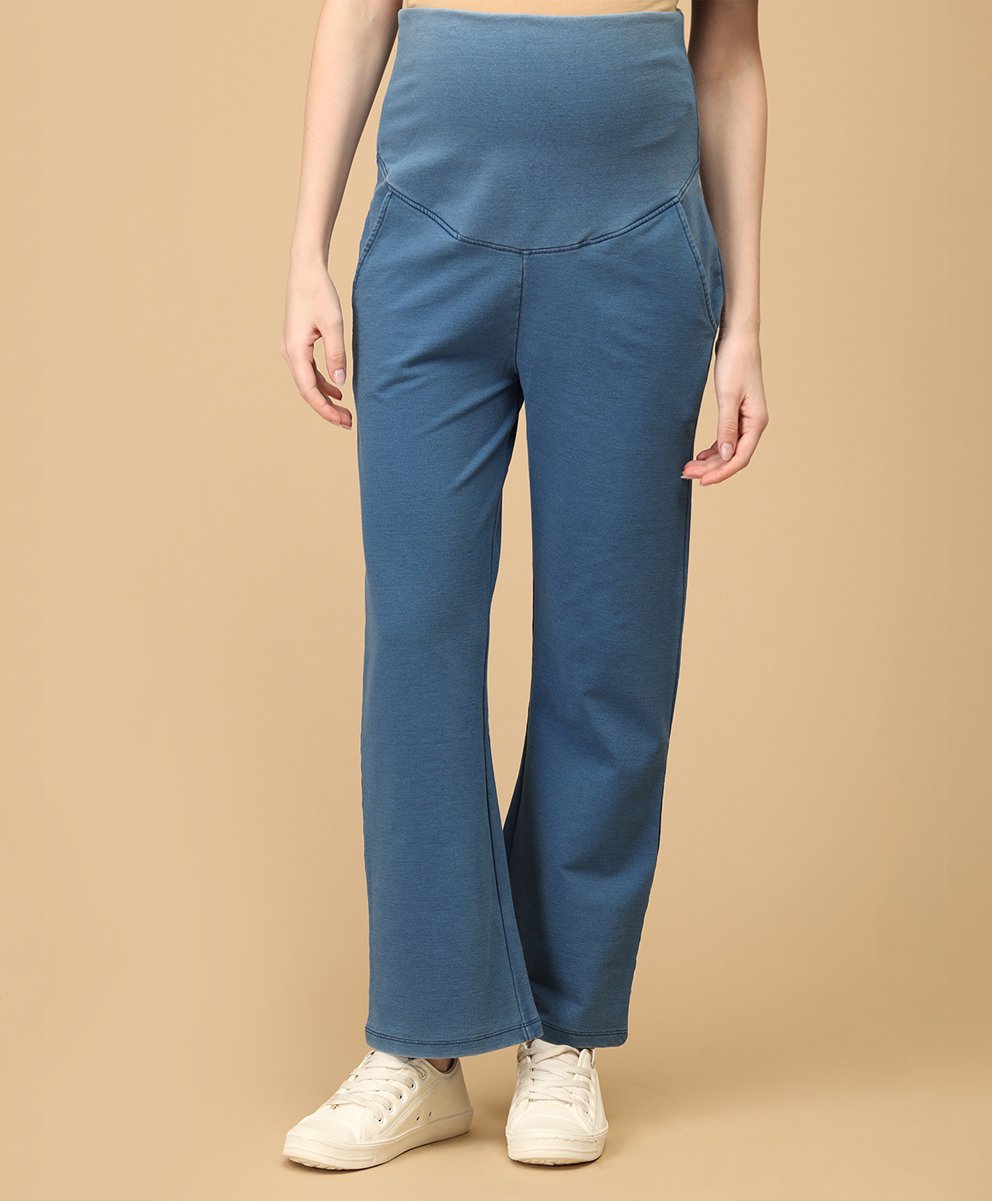 The Mom Store Solid Maternity Denims With Belly Support - Blue-picture-38
