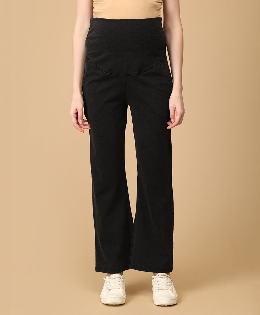 The Mom Store Solid Maternity Denims With Belly Support - Black-picture-37