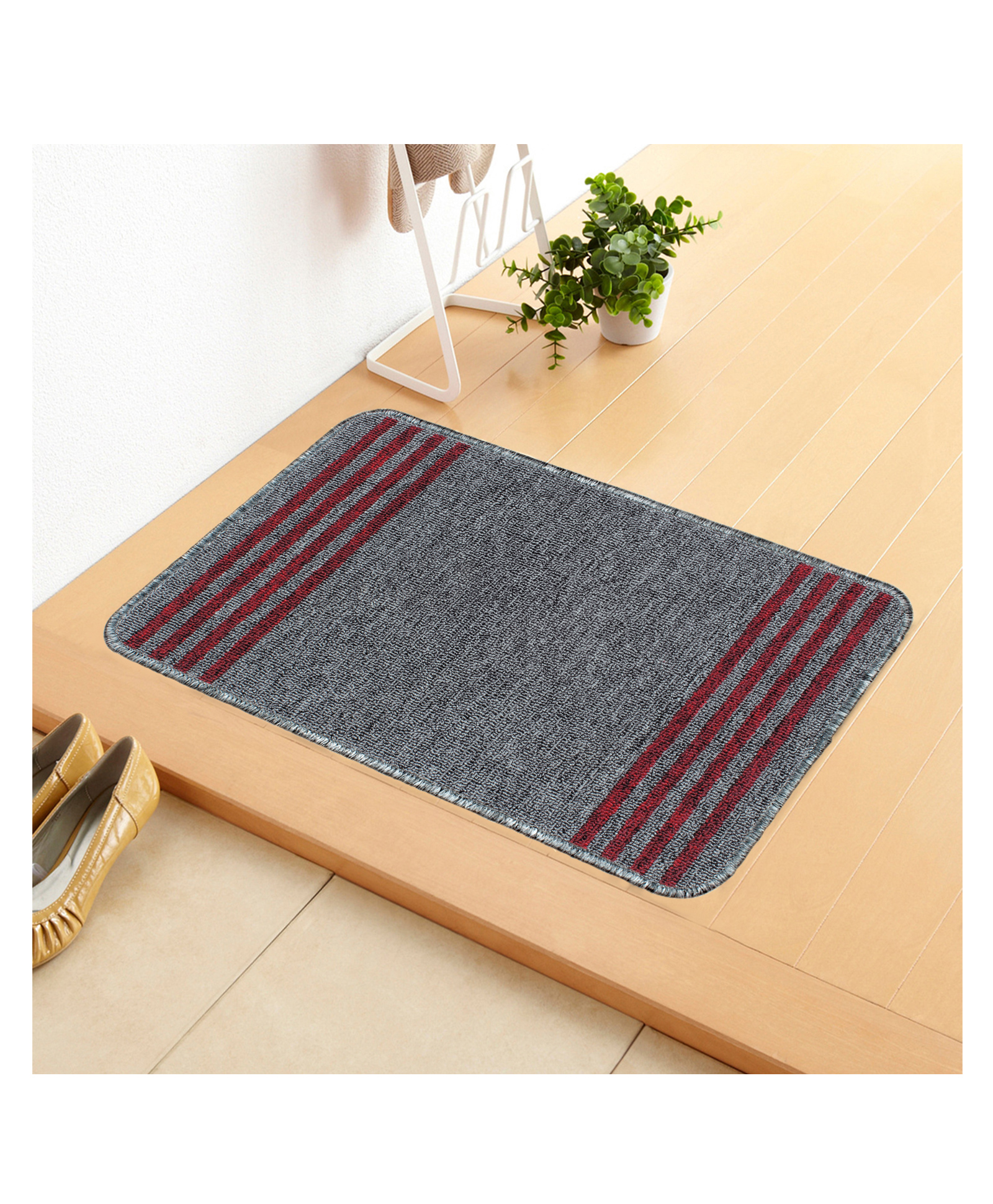 Bedspun Grey Stripes Nylon 1 U Eco Doormat-image-2