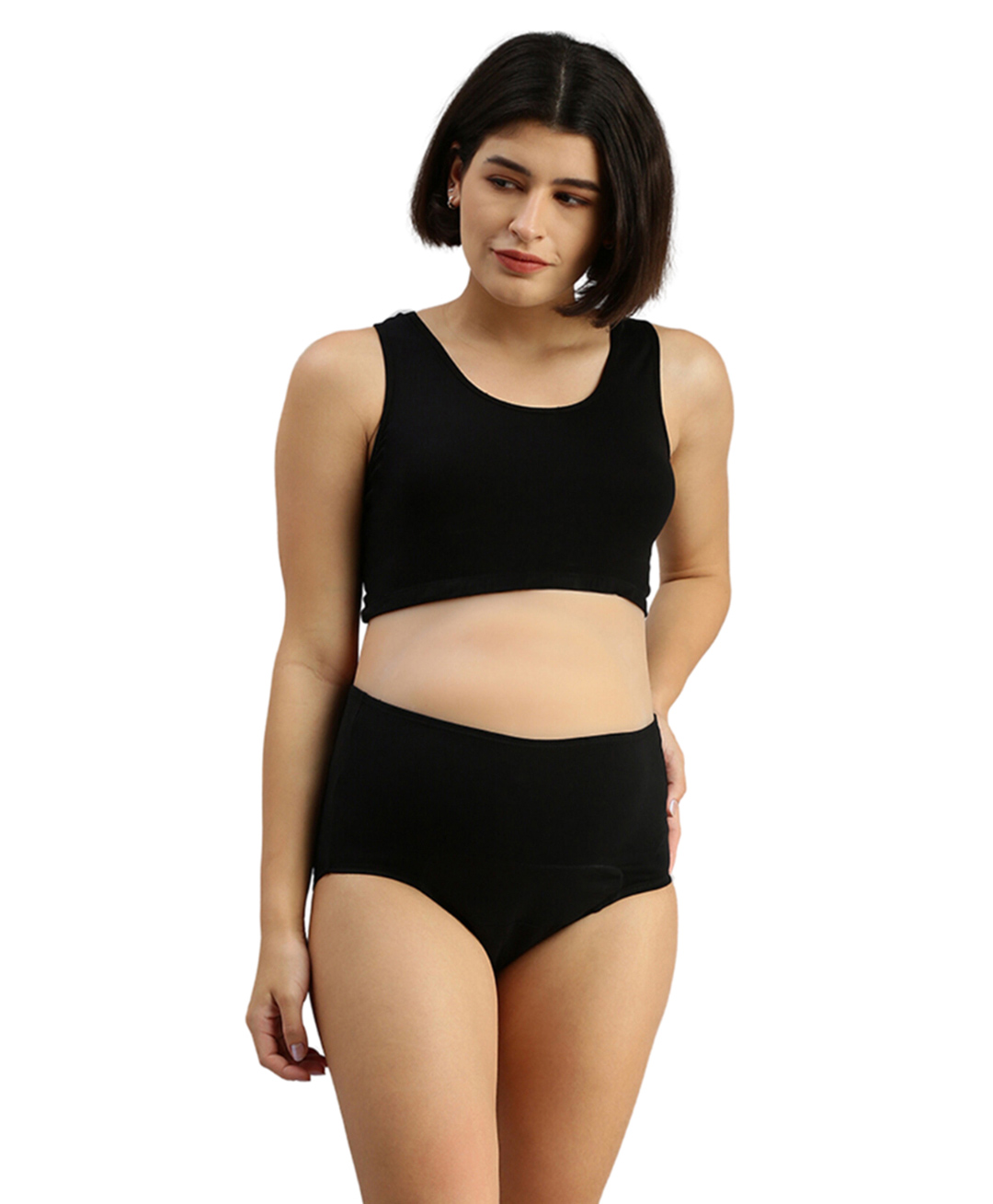 Morph Cotton Solid Leakproof Maternity Post Delivery Period Panty With Full Hip Coverage - Black-image-42
