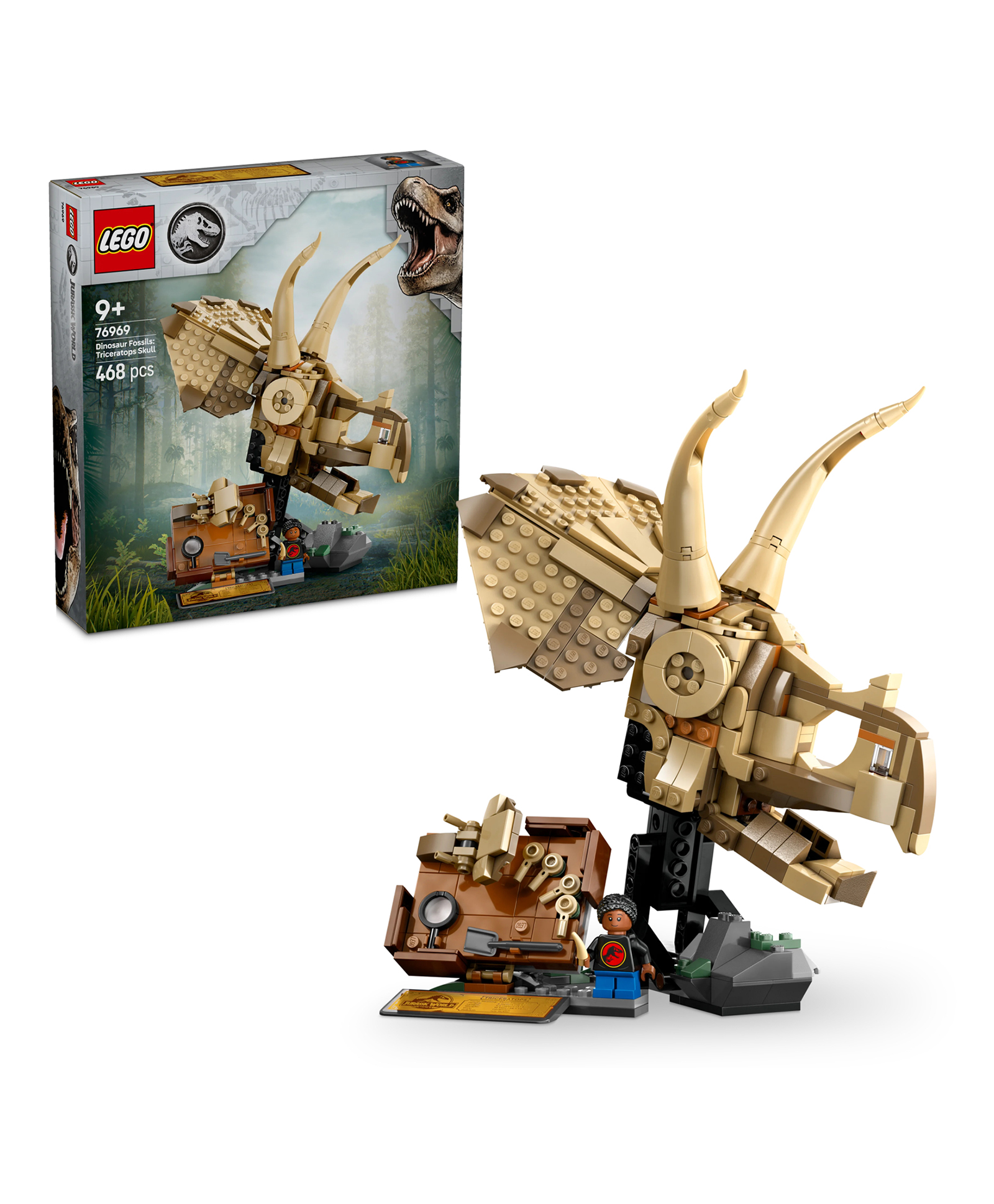 LEGO Jurassic World Dinosaur Fossils: Triceratops Skull Model Set 468 Pieces -76969-image-0