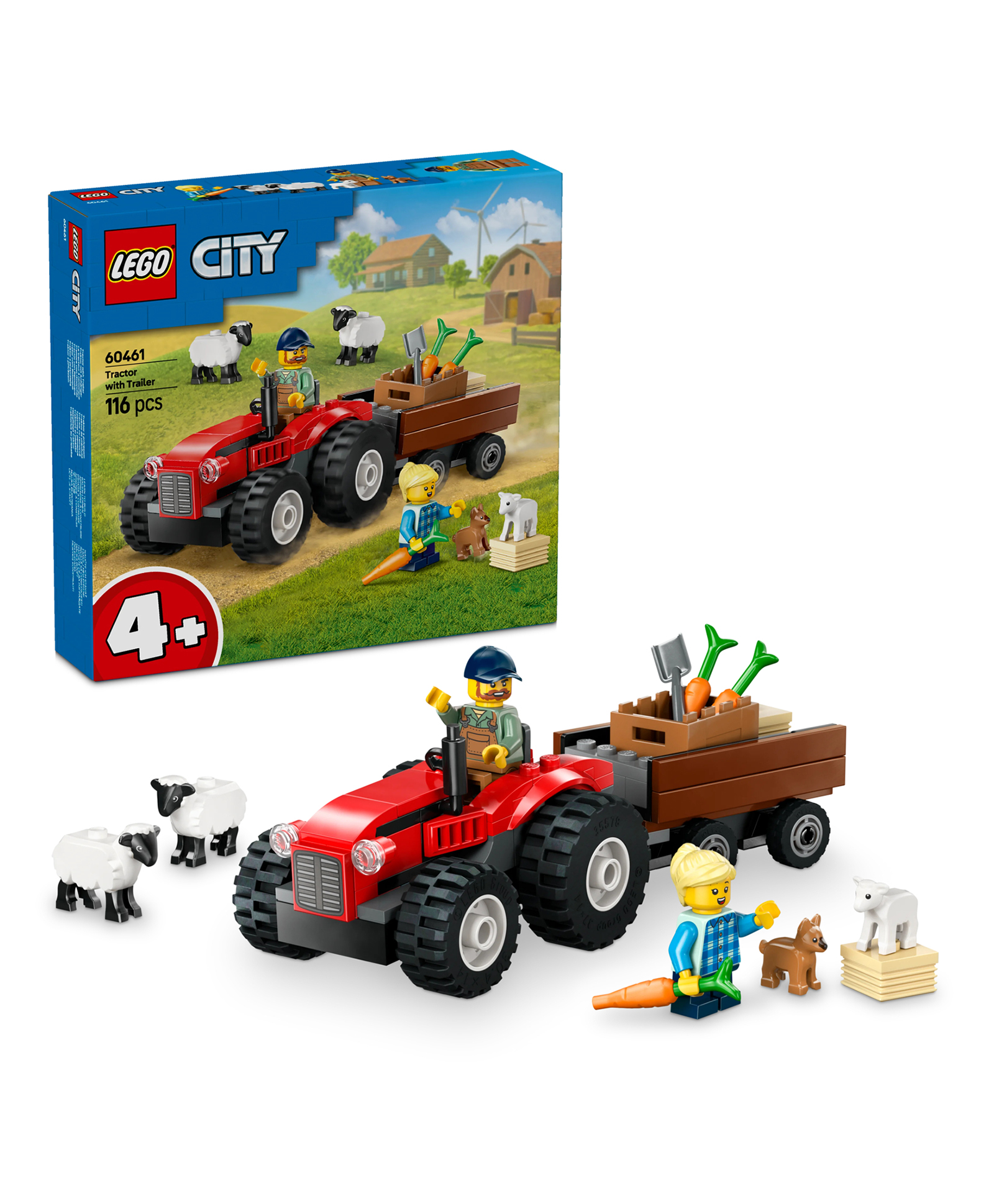 LEGO City Red Farm Tractor with Trailer & Sheep Toy 116 Pieces - 60461-image-14