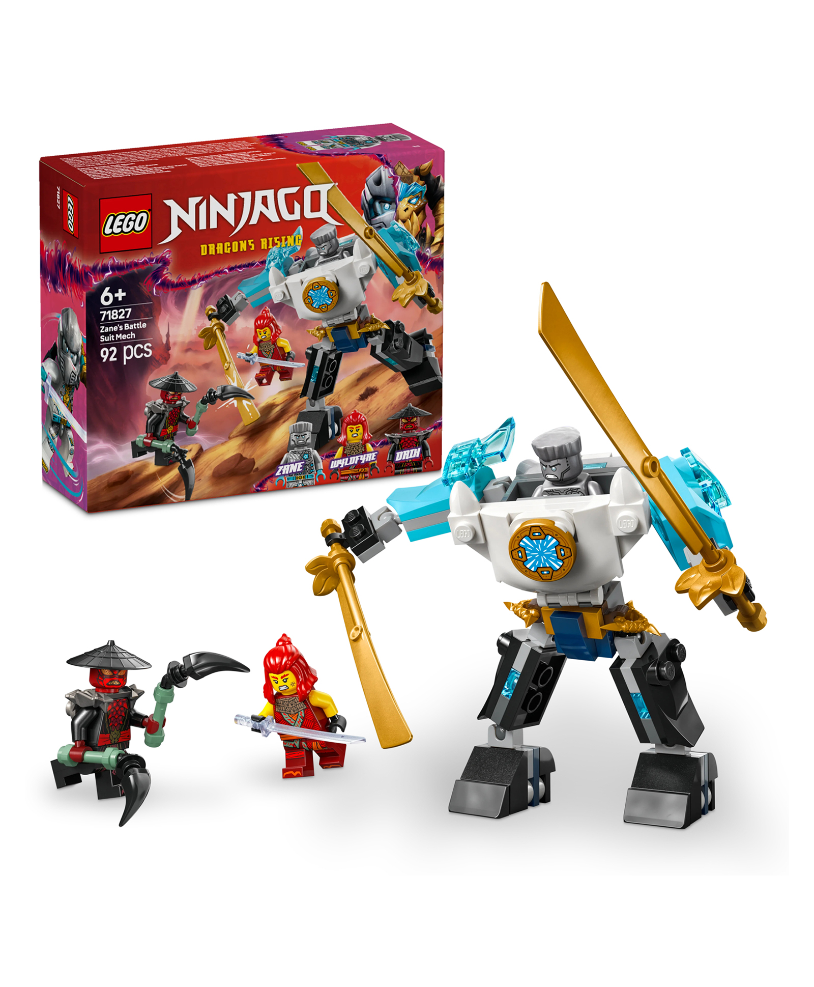 LEGO NINJAGO Zane's Battle Suit Mech Pretend Play Toy Set 92 Pieces - 71827