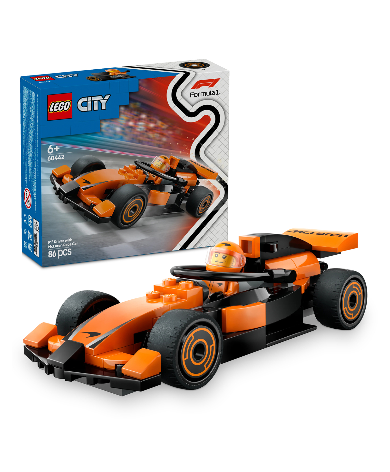 LEGO City F1 Driver with McLaren Race Car Mini Vehicle Toy Playset 86 Pieces - 60442-picture-26