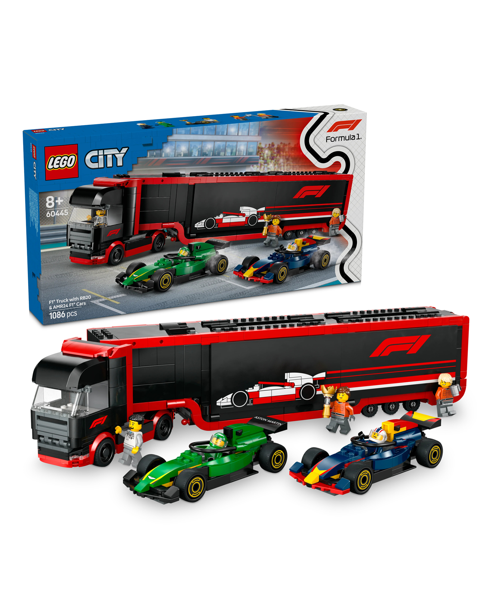 LEGO City F1 Truck with RB20 & AMR24 F1 Cars Toy Racing Transporter Set 1086 Pieces - 60445-picture-21