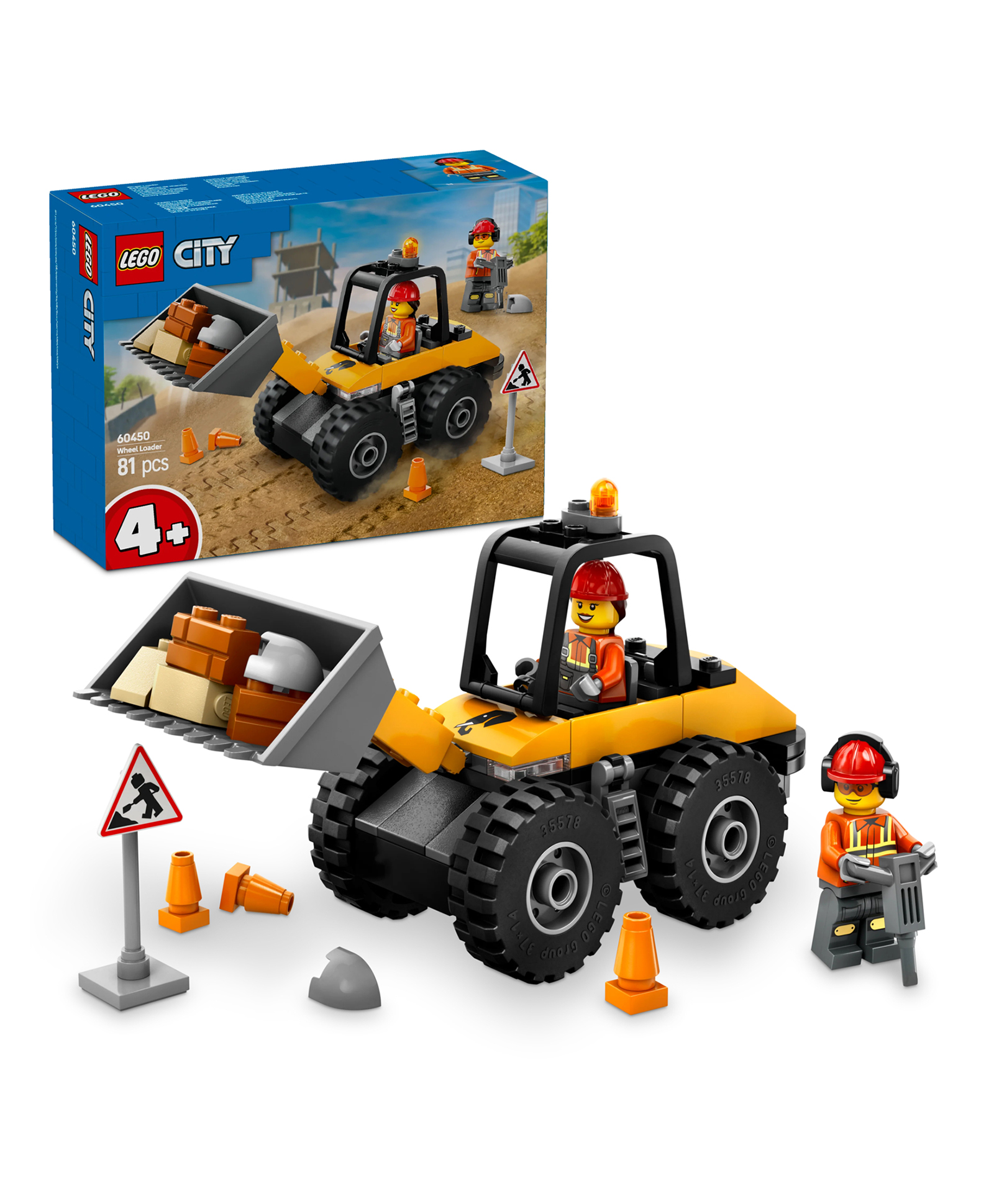 LEGO City Yellow Construction Wheel Loader Buildable Vehicle Set 81 Pieces- 60450-image-12