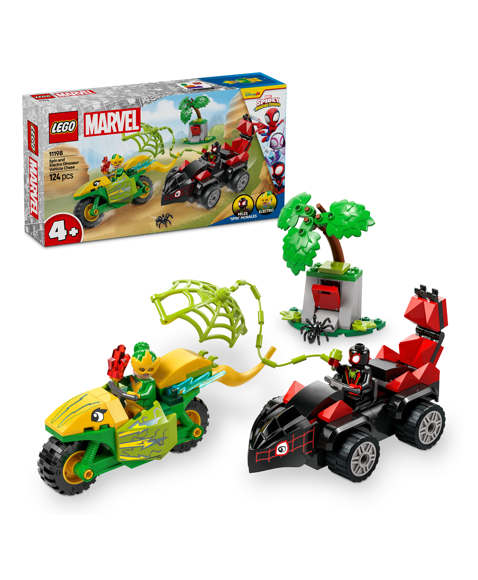 LEGO Marvel Spidey And His Amazing Friends Spin and Electro Dinosaur Vehicle Chase building blocks 124 Pieces - 11198-image-48