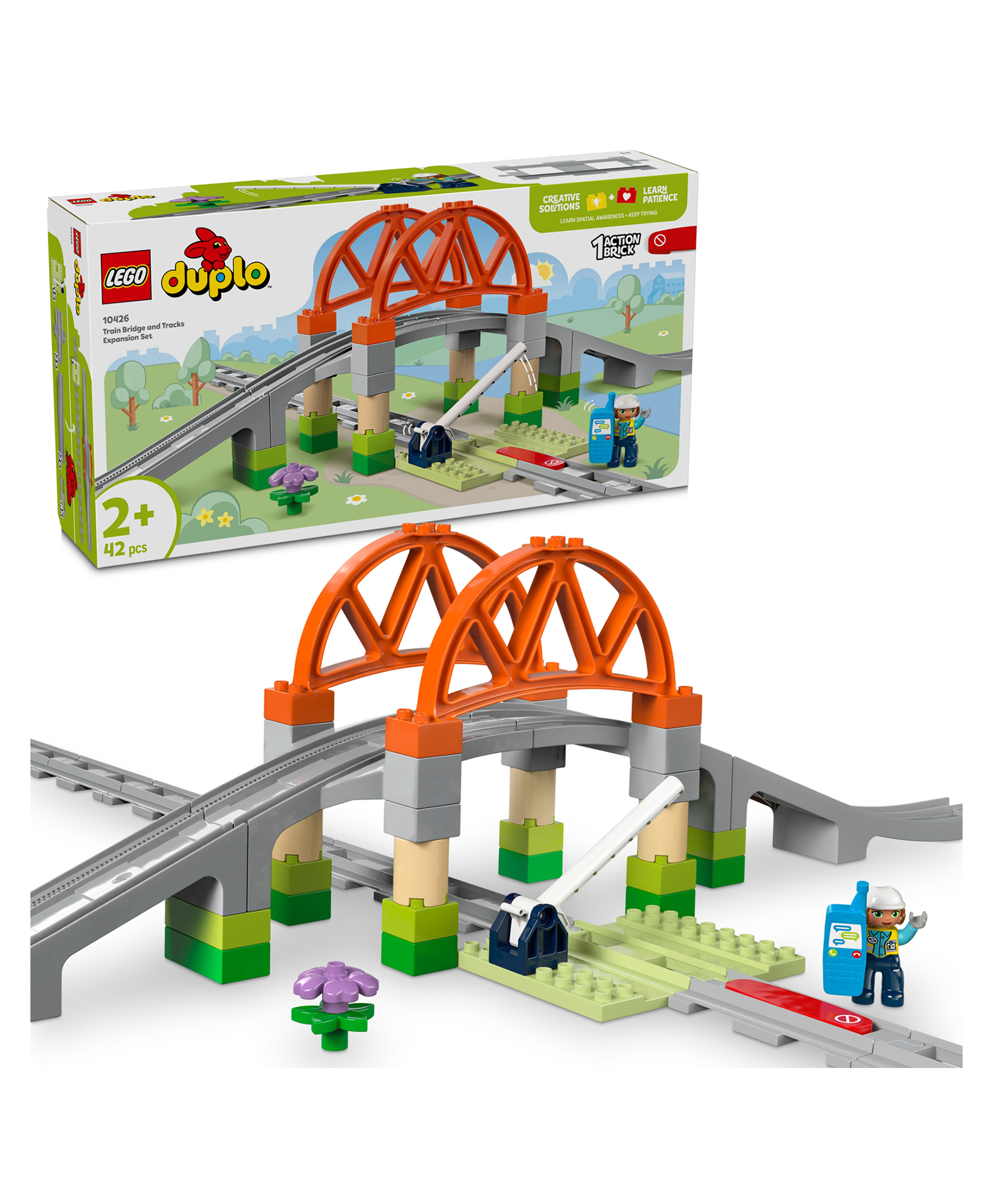 LEGO DUPLO Town Train Bridge and Tracks Expansion Set 42 Pieces - 10426-picture-10
