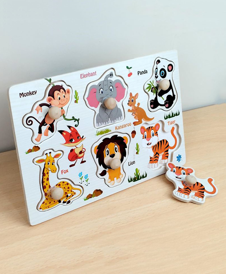 Wudly Wooden Animal Knob Puzzle Board | Montessori Educational Toy for Toddlers-picture-0