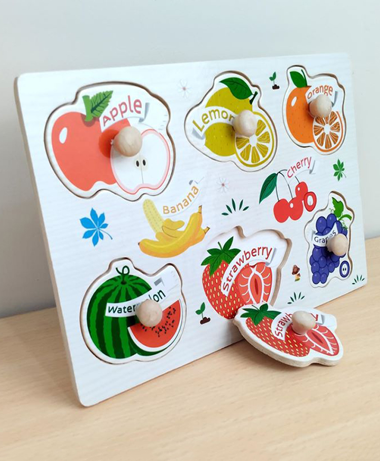 Wudly Fruit Early Learning Wooden Knob Puzzle for Toddlers - Educational Montessori Toy for Shape Recognition, Fine Motor Skill Development, Child-Safe and Durable-picture-26