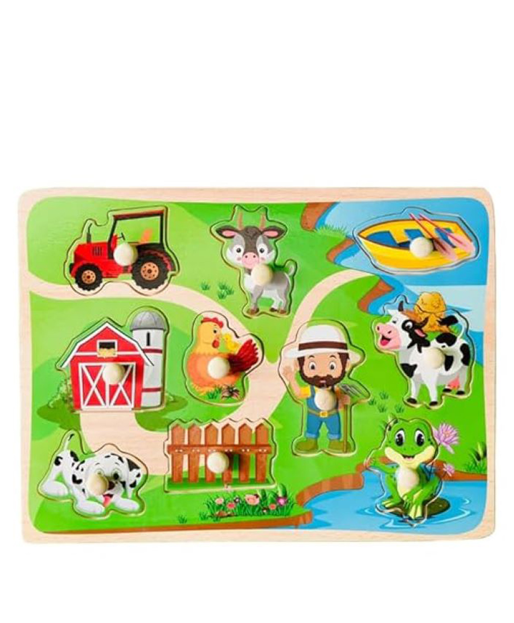 Wudly Wooden Farm Animal Knob Puzzle Board Farm Theme Puzzle for Kids-picture-48