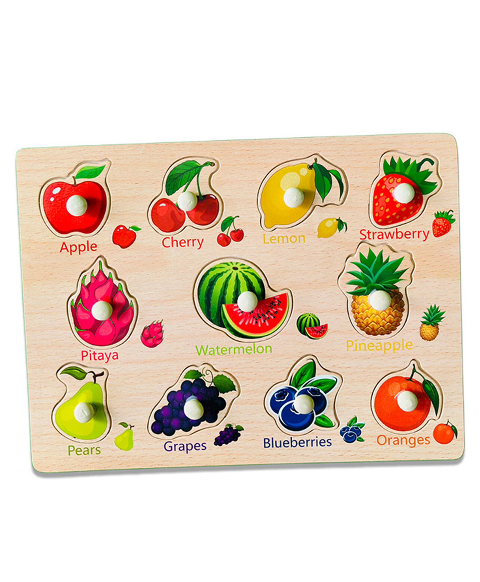 Wudly Wooden Jungle Animal Knob Puzzle Board Montessori Educational Toy for Toddlers-picture-26