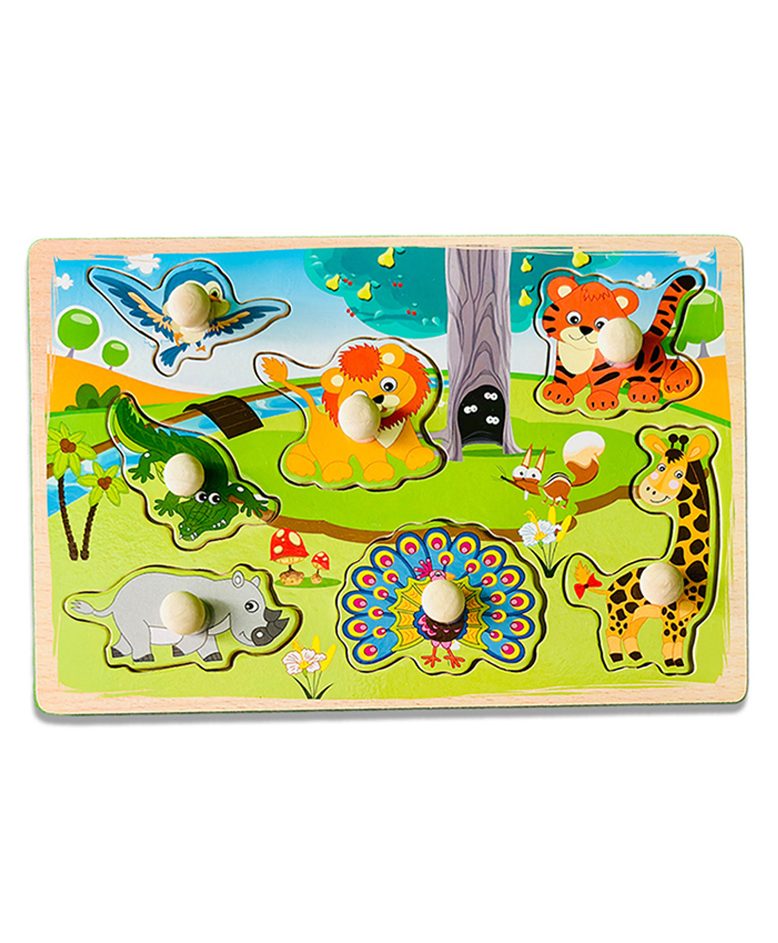 Wudly Wooden Jungle Animal Knob Puzzle Board Early Learning Educational Puzzle-picture-41
