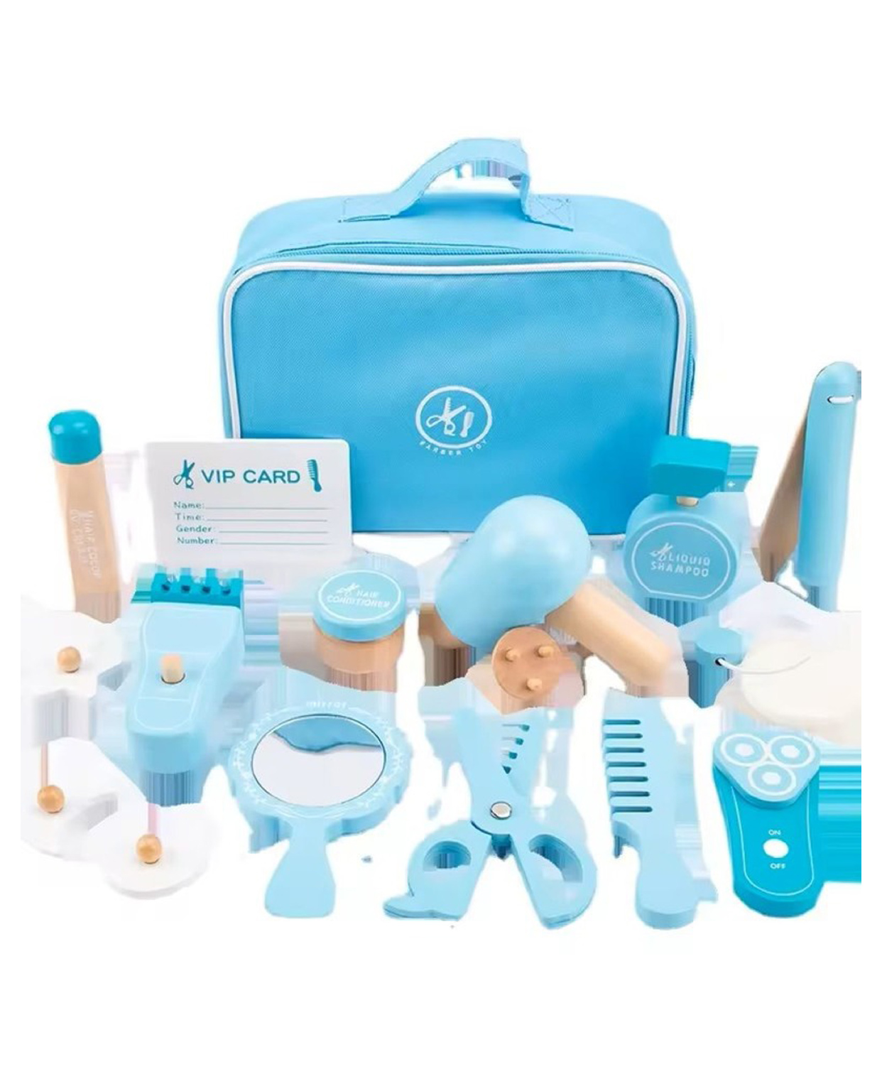 Wudly Wooden Hair Dresser Play Set Kids' Pretend Hair Salon with Mirror, Comb, Scissors, Hair Dryer & Styling Accessories for Imaginative Play-picture-14