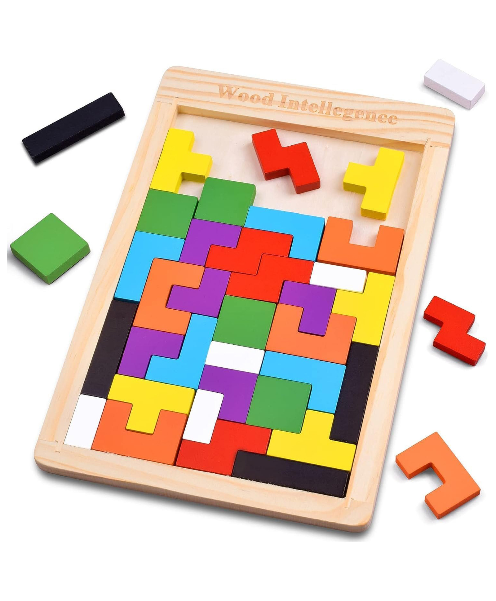 Wudly Wooden Russian Block Puzzle 5mm Educational Tetris Game for Kids & Adults-image-6