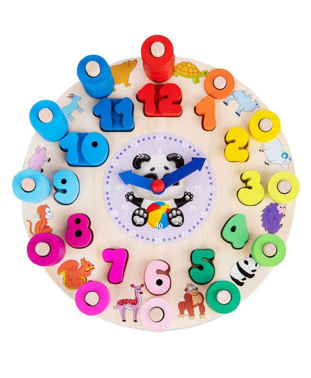 Wudly Wooden Animal Theme Learning Clock for Kids | Educational Shape Sorting Number Puzzle-image-13
