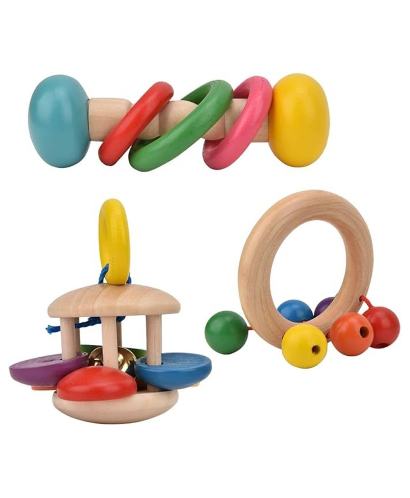Wudly Wooden Rattle Toy Set for Babies | Montessori Hand-Grasping Toys-image-7