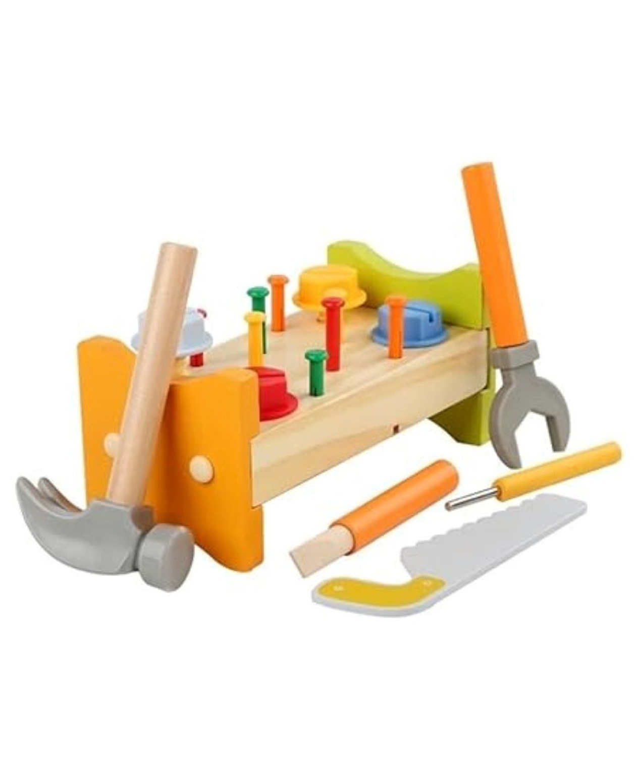 Wudly Wooden Tool Bench Set for Kids | Montessori Pretend Play Construction Toy-picture-15