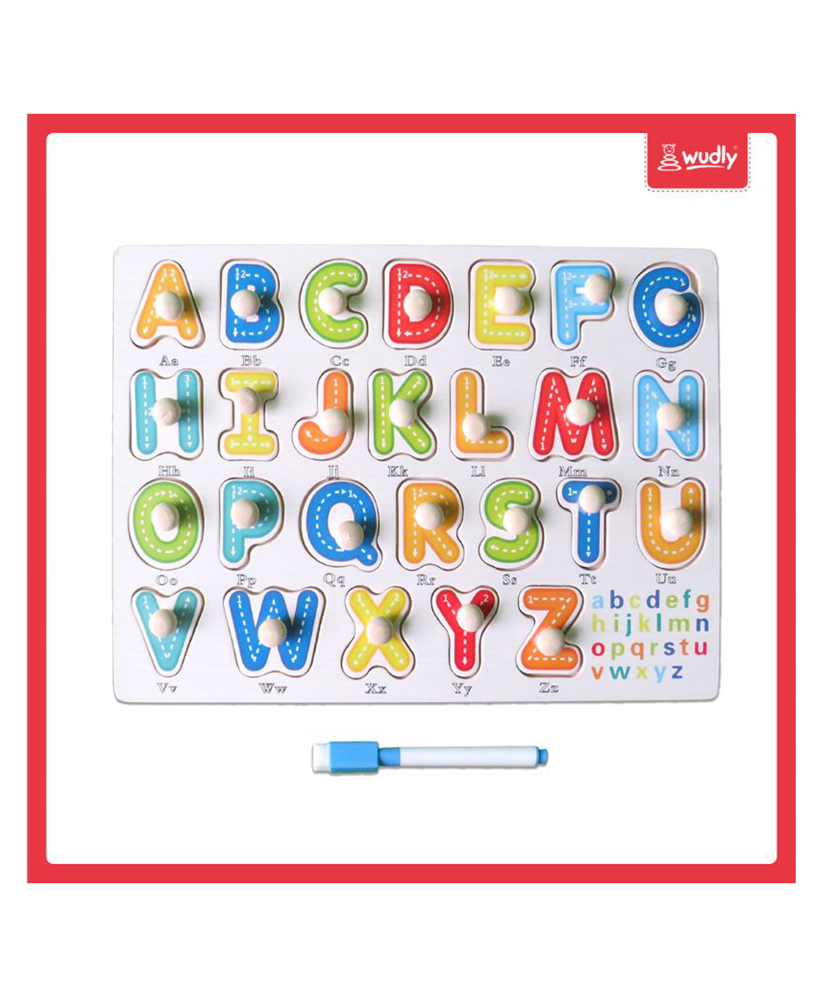 Wudly - Wooden Alphabets Learning Knob Puzzle with White Board-picture-24