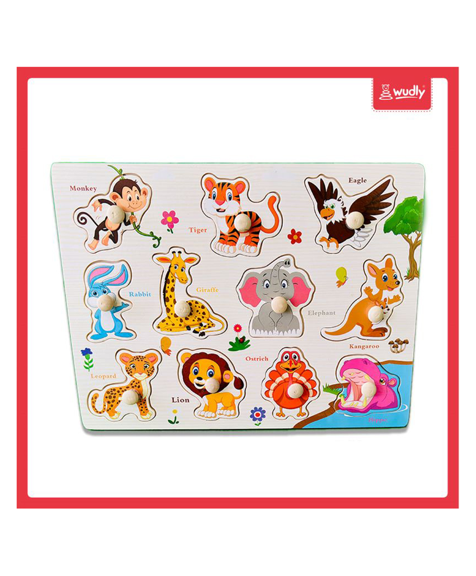 Wudly - Wooden Pet Animal Learning Knob Puzzle with White Board-picture-37