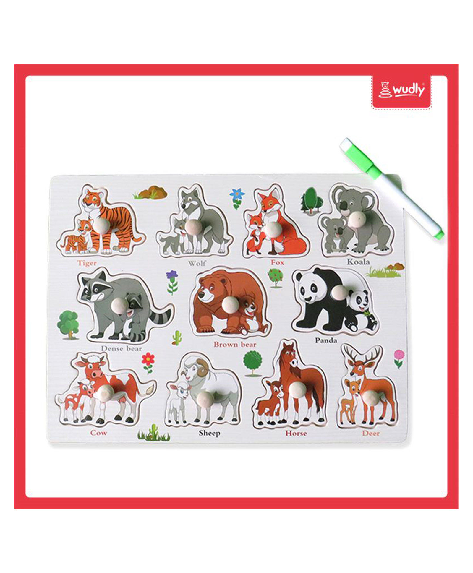 Wudly Wooden Animal Family Puzzle Board with Knobs-picture-21