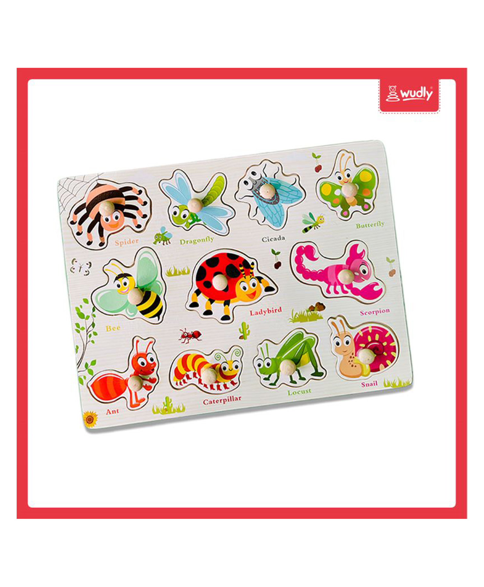 Wudly - Wooden Insect Learning Knob Puzzle with White Board-picture-22