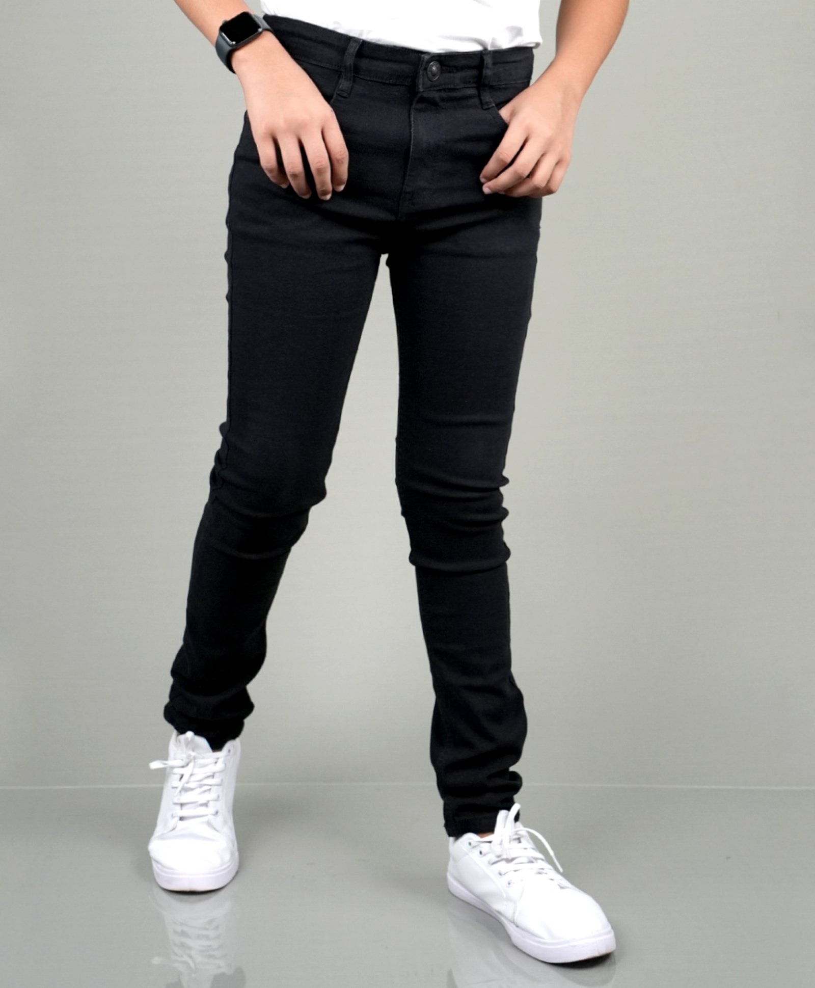Knit N Knot Denim Solid Stretchable Jeans - Jet Black-image-22