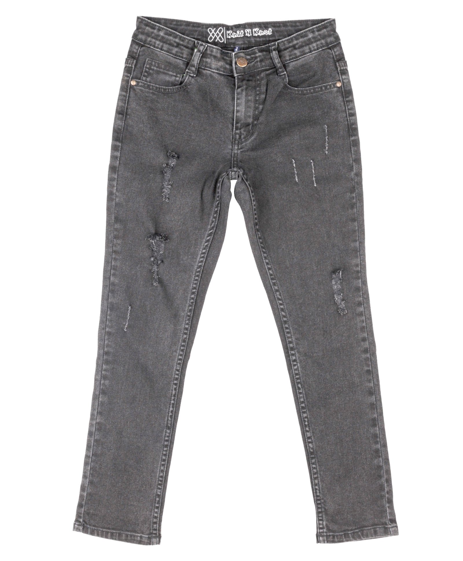 Knit N Knot Denim Distressed Slim Fit Stretchable Jeans - Black-picture-18