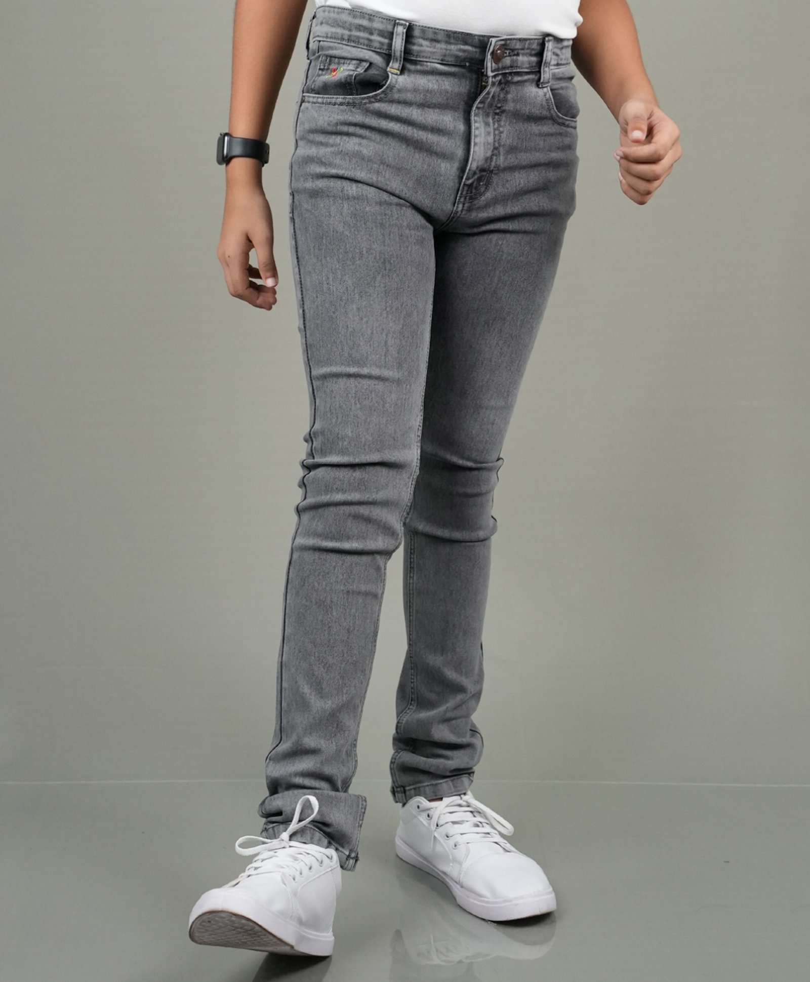 Knit N Knot Denim Solid Stretchable Joggers - Grey-picture-30