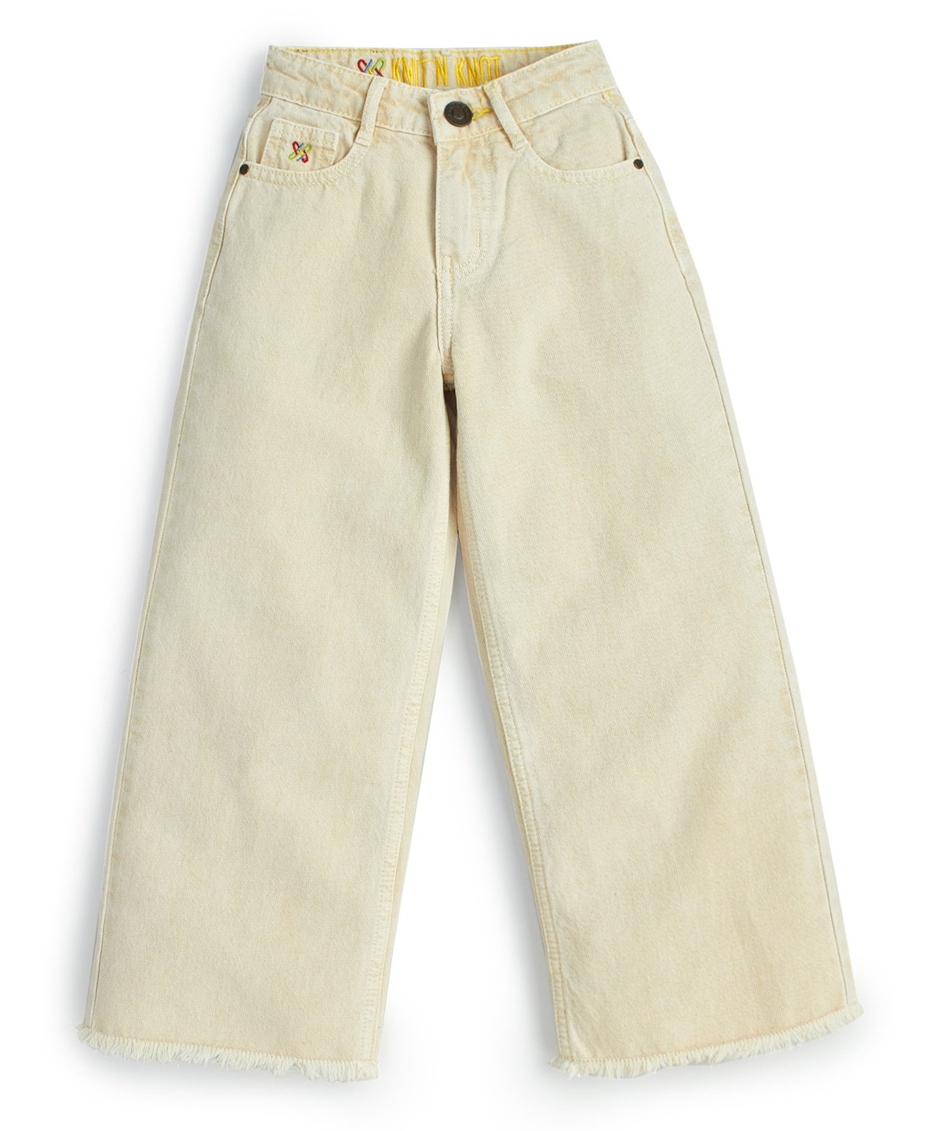Knit N Knot Denim Solid Wide Leg Jeans - Beige-picture-23