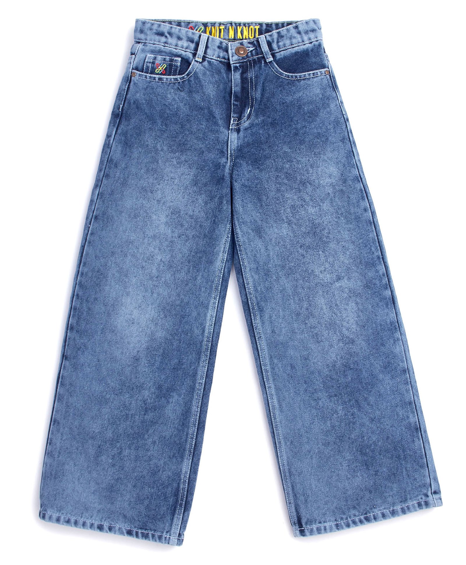 Knit N Knot Denim Mild Washed Wide Leg High Waist Jeans - Blue-picture-20