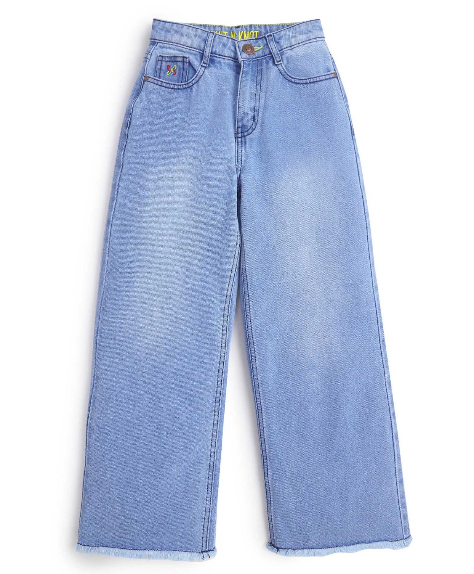 Knit N Knot Denim Mild Washed Wide Leg High Waist Jeans - Blue-picture-35