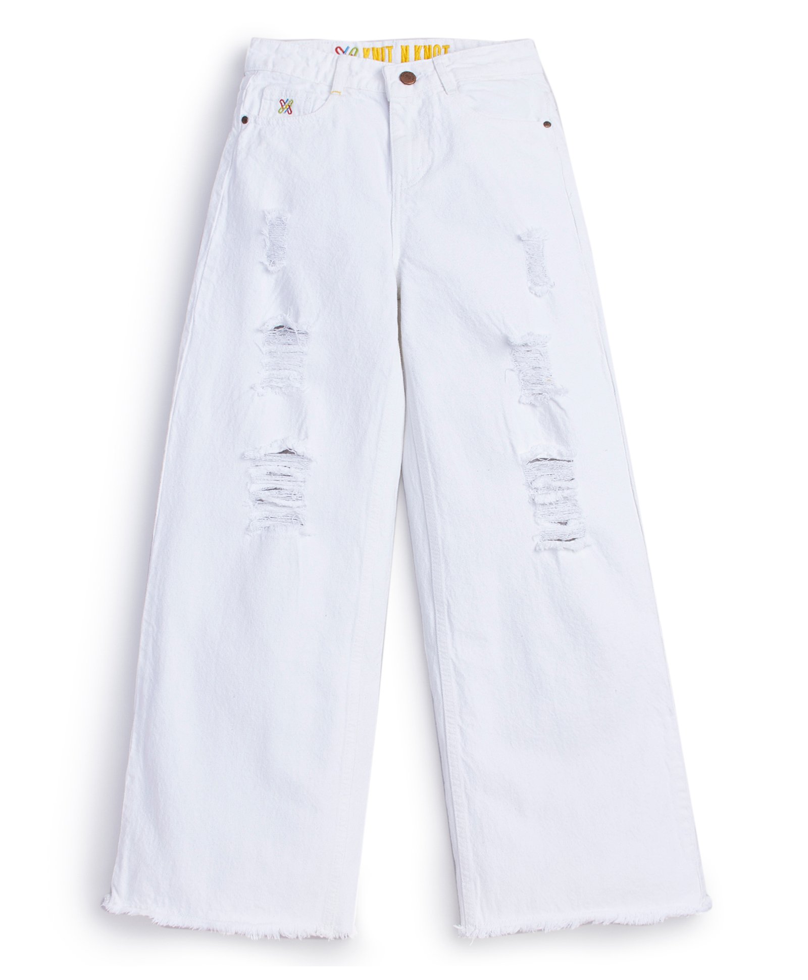 Knit N Knot Denim Distressed Jeans - White-picture-24