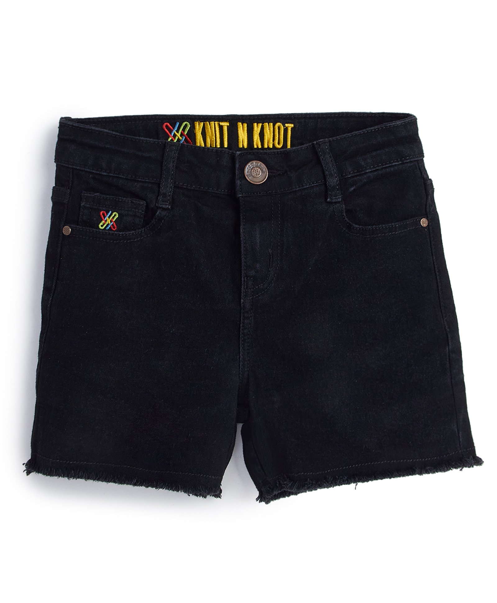 Knit N Knot Denim Solid Shorts - Black-picture-31