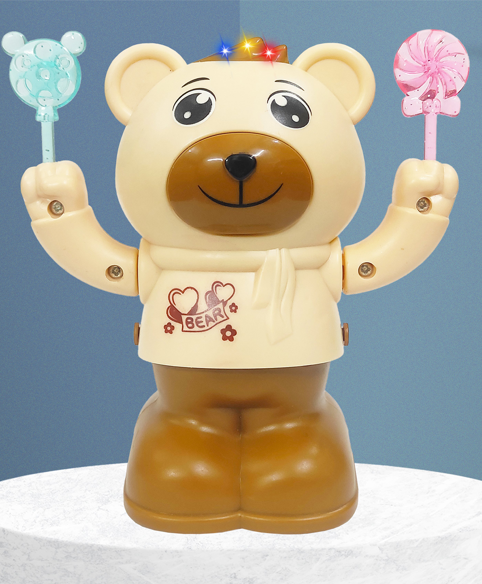 VGRASSP Dancing Tumbling Teddy Toy For Kids With Fun Music And Lights - Spinning And Rolling Bear With Rotating Arms - Battery Operated Fun Tumbling Toy - Multicolor-image-36