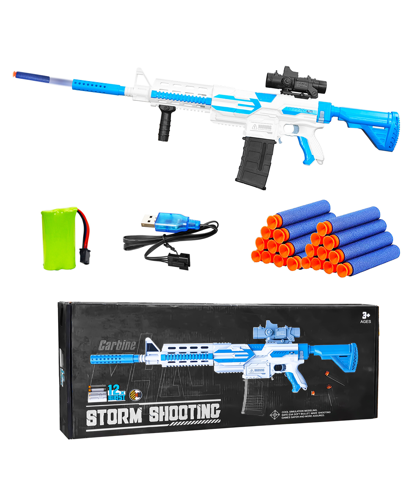 VGRASSP Big Automatic Foam Dart Shooter Gun Toy For Kids - Motorized Firing Action Rifle With 20 Foam Bullets - Color As Per Stock-picture-24