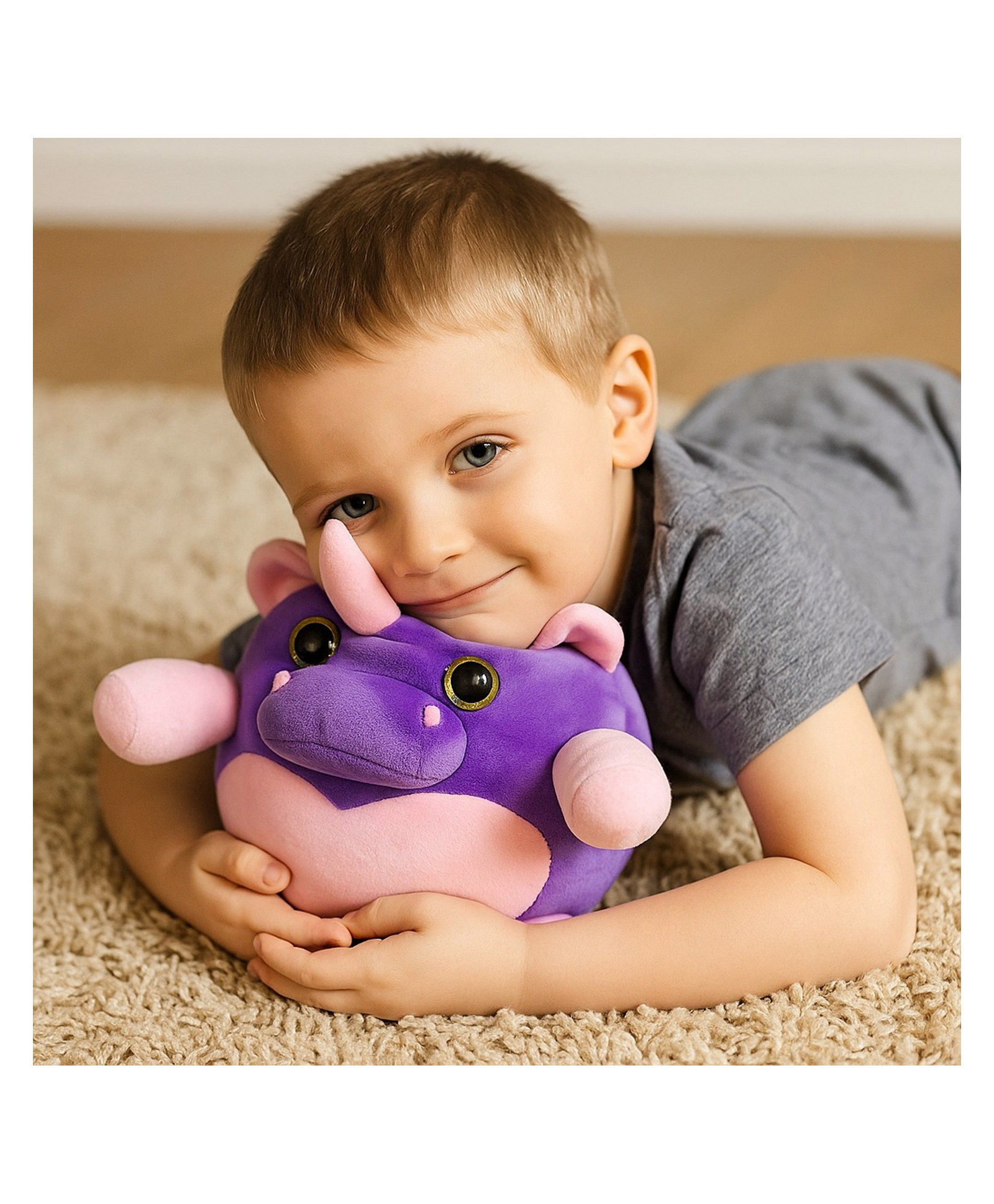 GoldenHub Plush Hippo Stuffed Animal, Purple and Pink, Soft Round Body Design - Height 30 cm-image-28