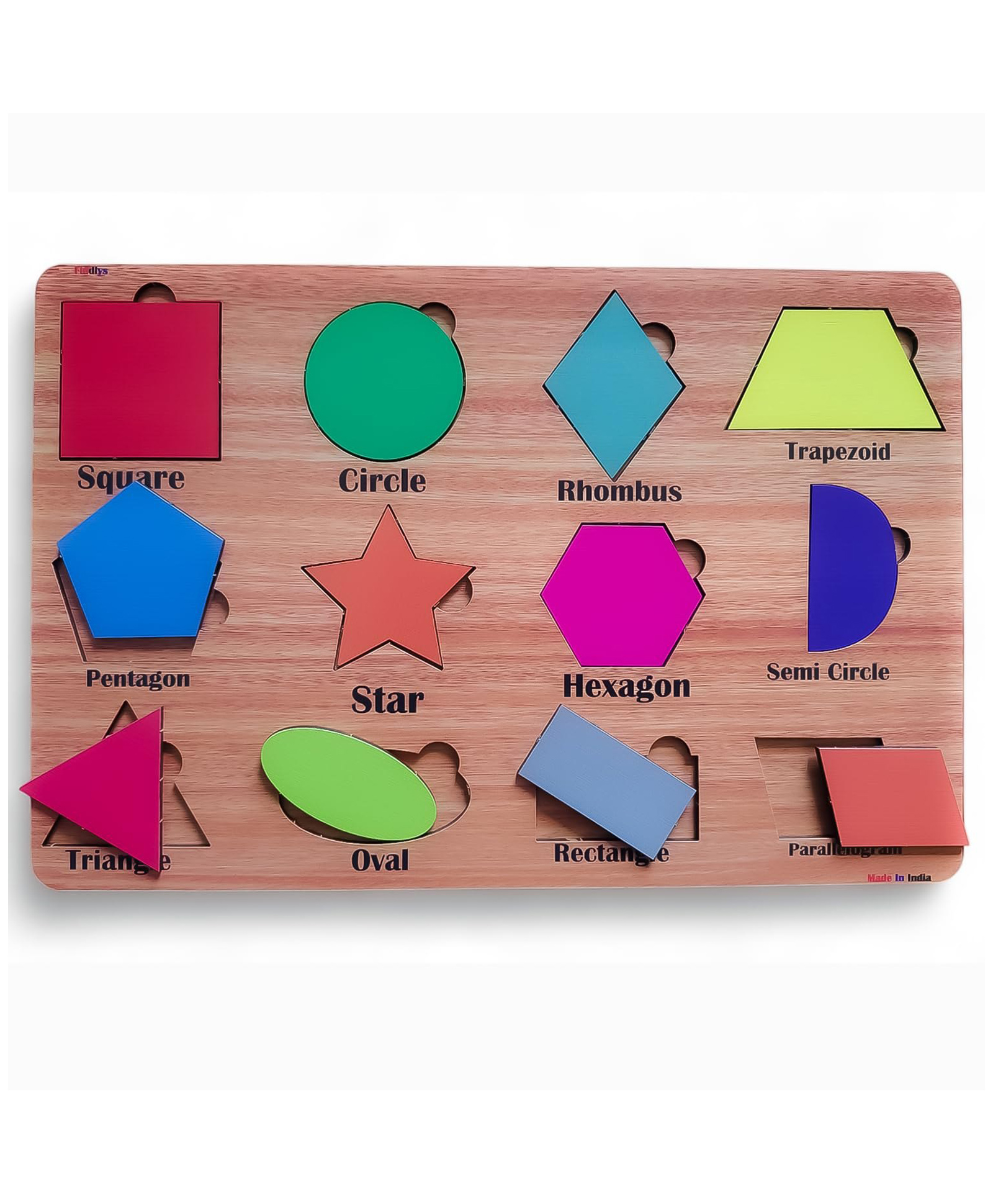 Fiddlys Wooden Educational Puzzle, Alphabet Shapes and Numbers Learning Toy (Shapes)-image-36