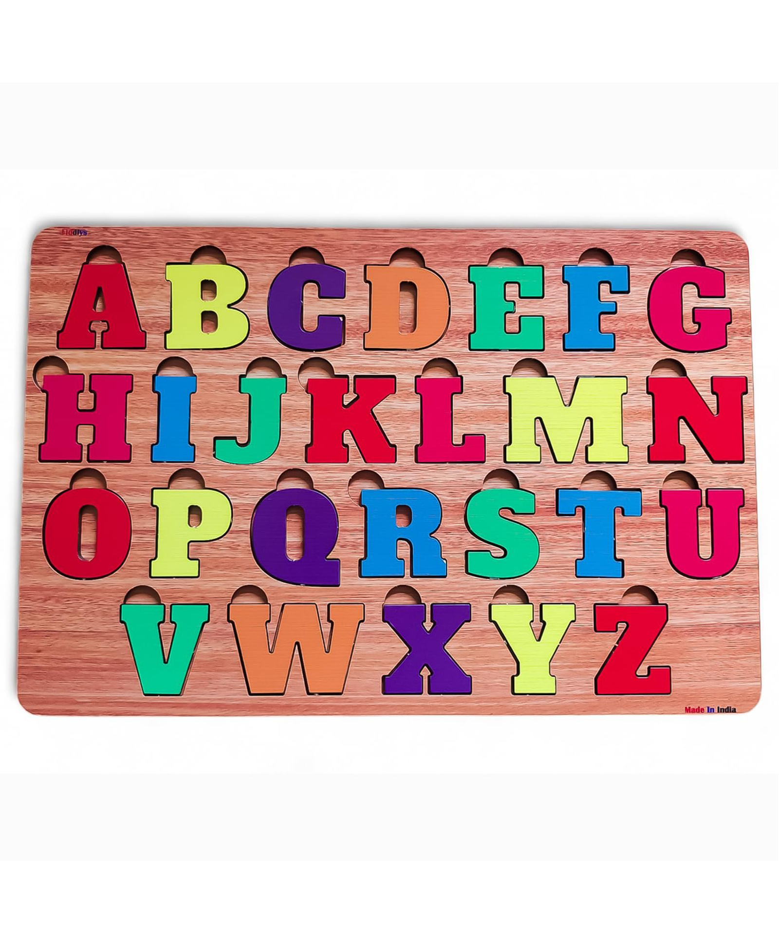Fiddlys Wooden Educational Puzzle, Alphabet Shapes and Numbers Learning Toy (Alphabet)-image-35
