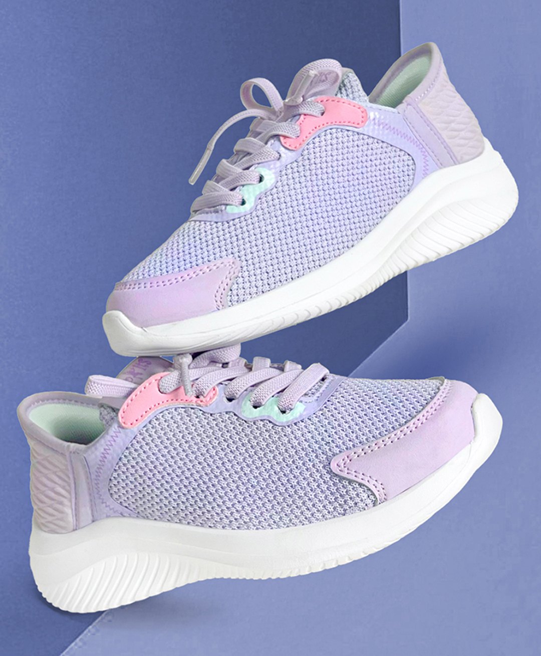 Hopits Solid Mesh Detailed Lace Up Shoes - Light Purple-image-26